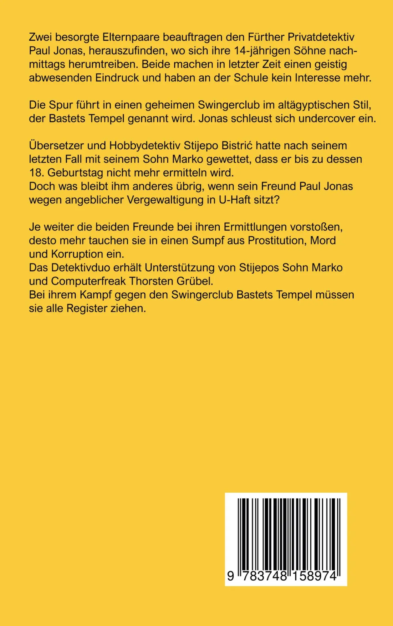 Rückseite: 9783748158974 | Der Tempel der Bastet | Fränkischer Kriminalroman | Wolfgang Klar