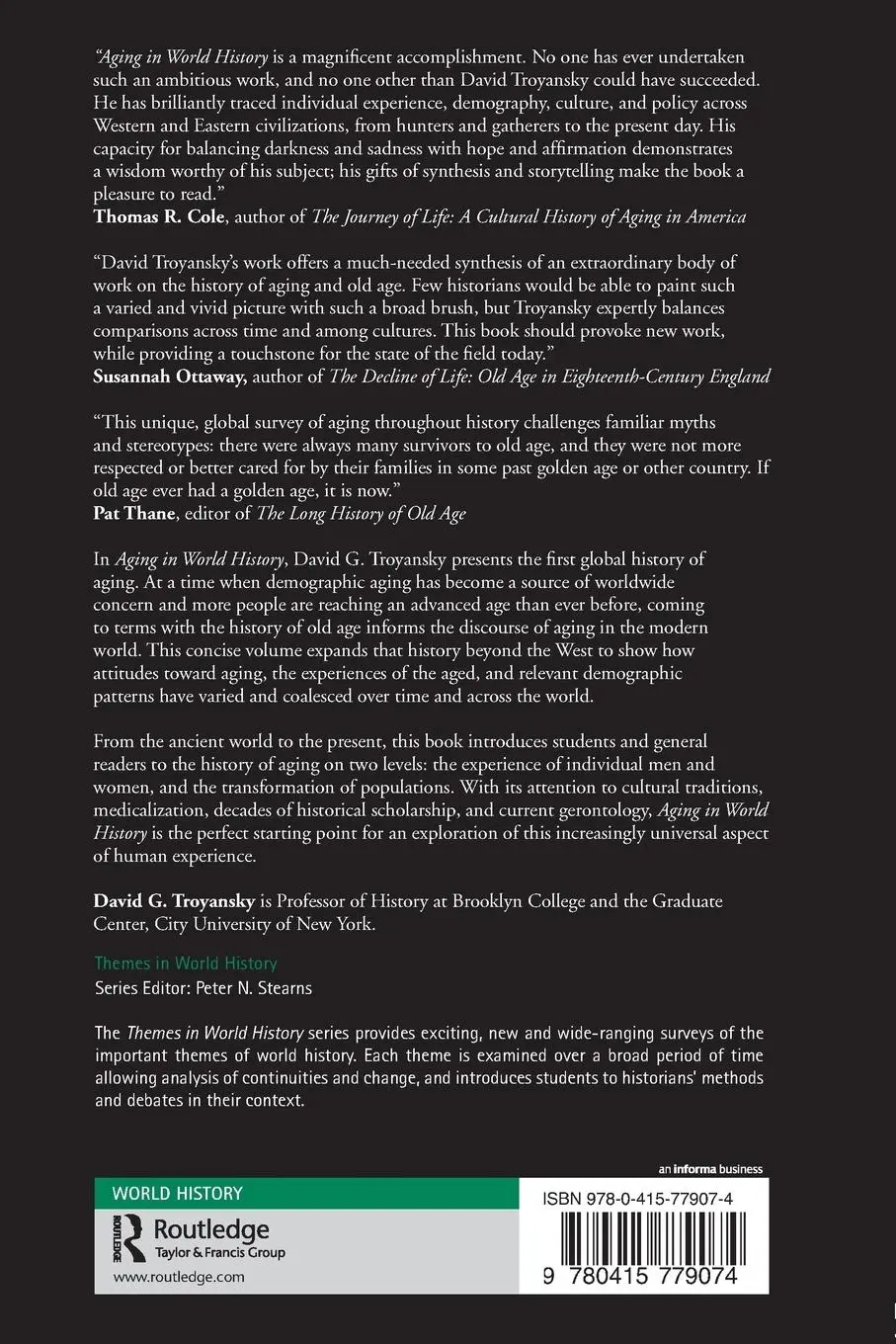 Rückseite: 9780415779074 | Aging in World History | David G. Troyansky | Taschenbuch | Englisch