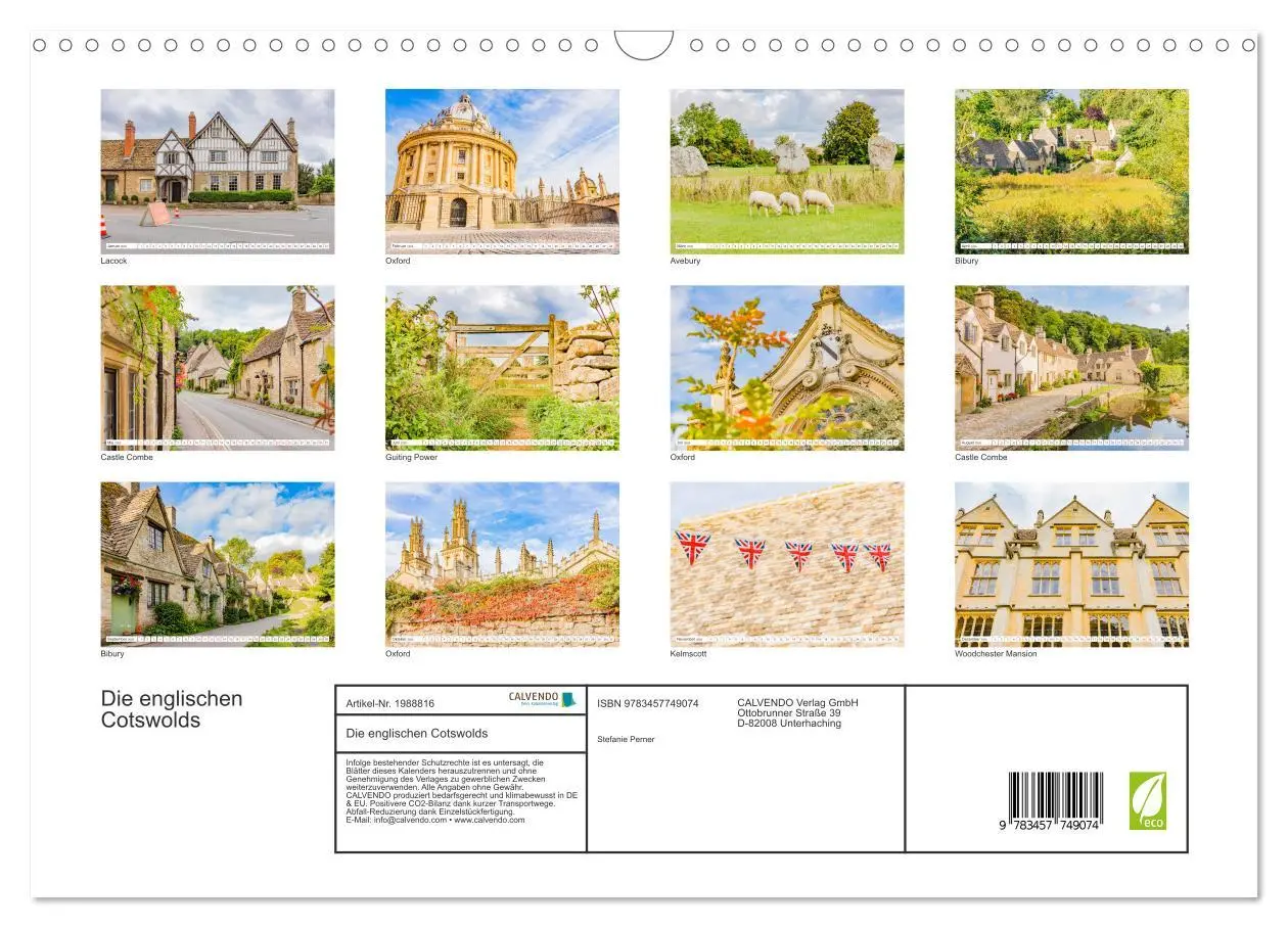 Bild: 9783457749074 | Die englischen Cotswolds (Wandkalender 2026 DIN A3 quer), CALVENDO...