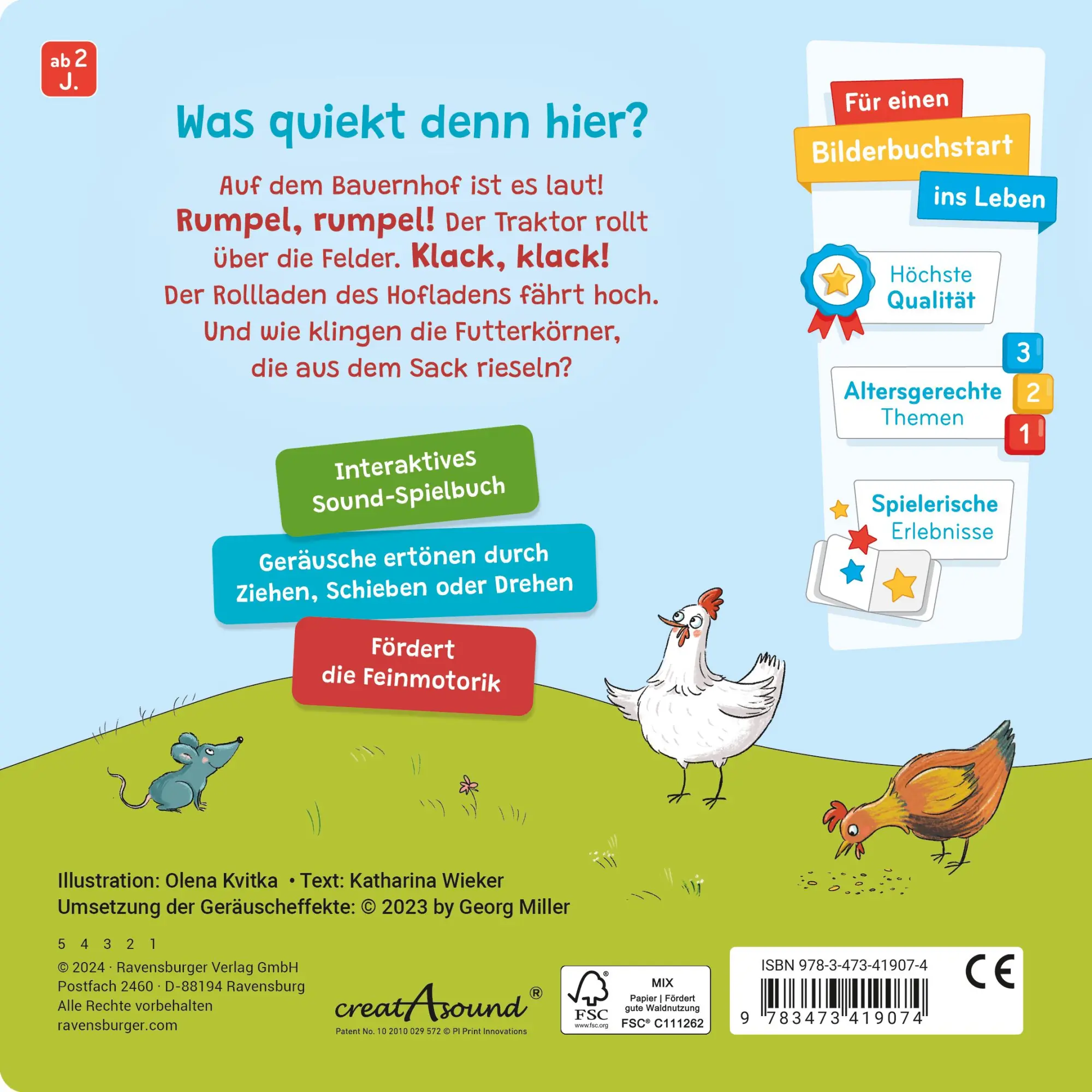 Rückseite: 9783473419074 | Spielen, hören, staunen - Bauernhof | Katharina Wieker | Buch | 10 S.