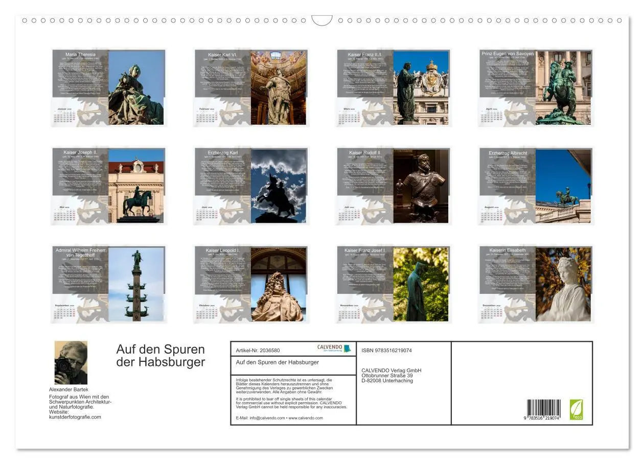 Bild: 9783516219074 | Auf den Spuren der Habsburger (Wandkalender 2026 DIN A2 quer),...