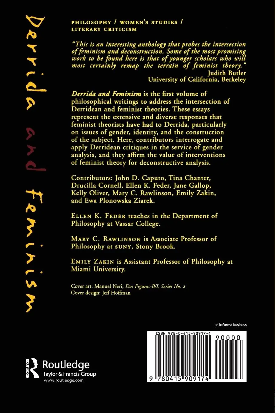 Rückseite: 9780415909174 | Derrida and Feminism | Recasting the Question of Woman | Feder (u. a.)