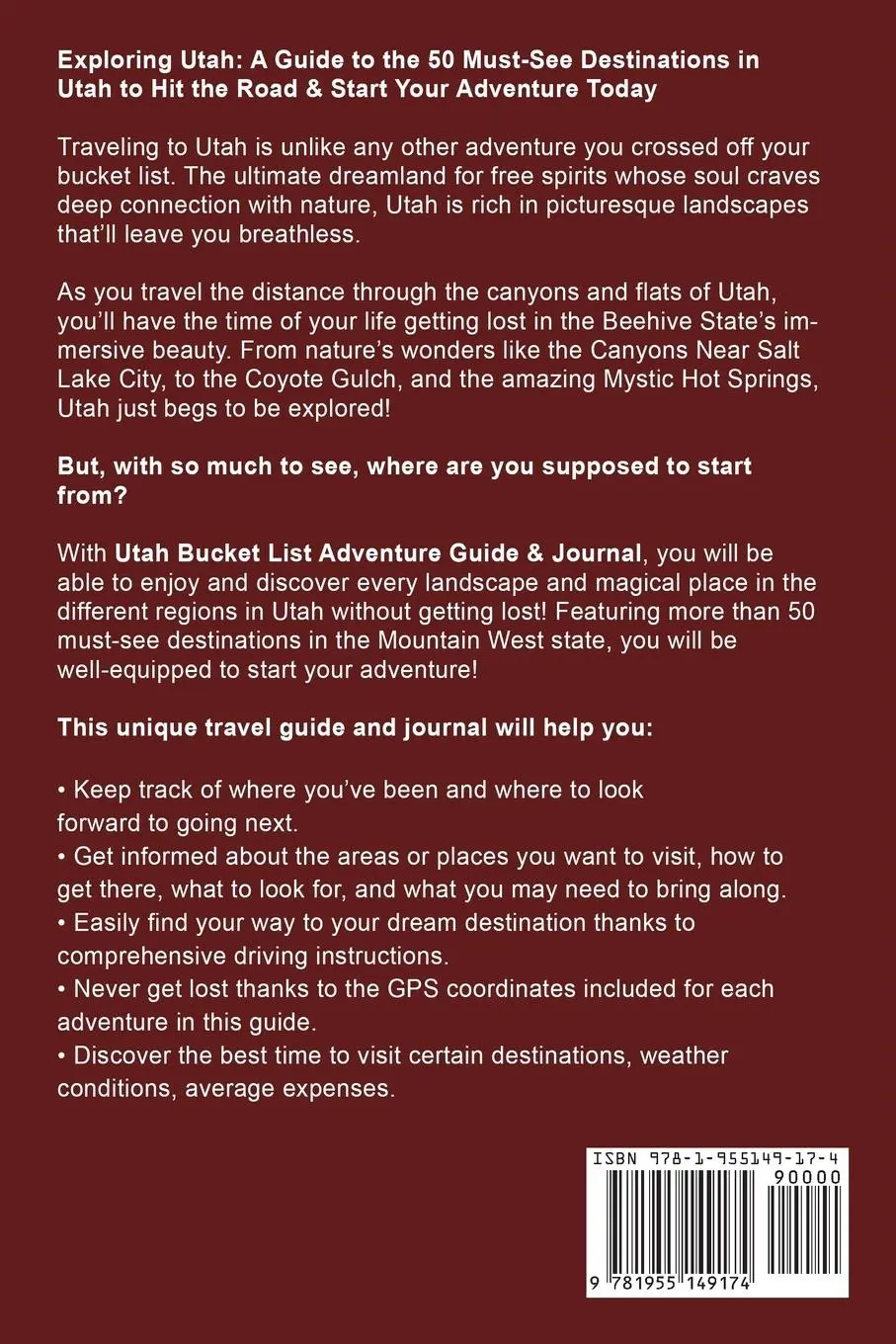 Rückseite: 9781955149174 | ¿¿Utah Bucket List Adventure Guide &amp; Journal | Bridge Press | Buch