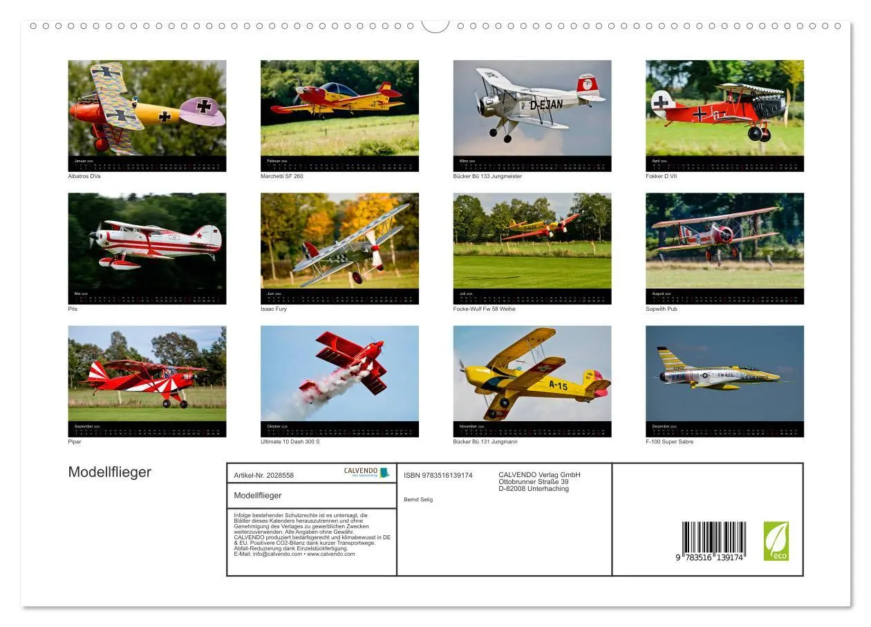 Bild: 9783516139174 | Modellflieger (hochwertiger Premium Wandkalender 2026 DIN A2 quer),...