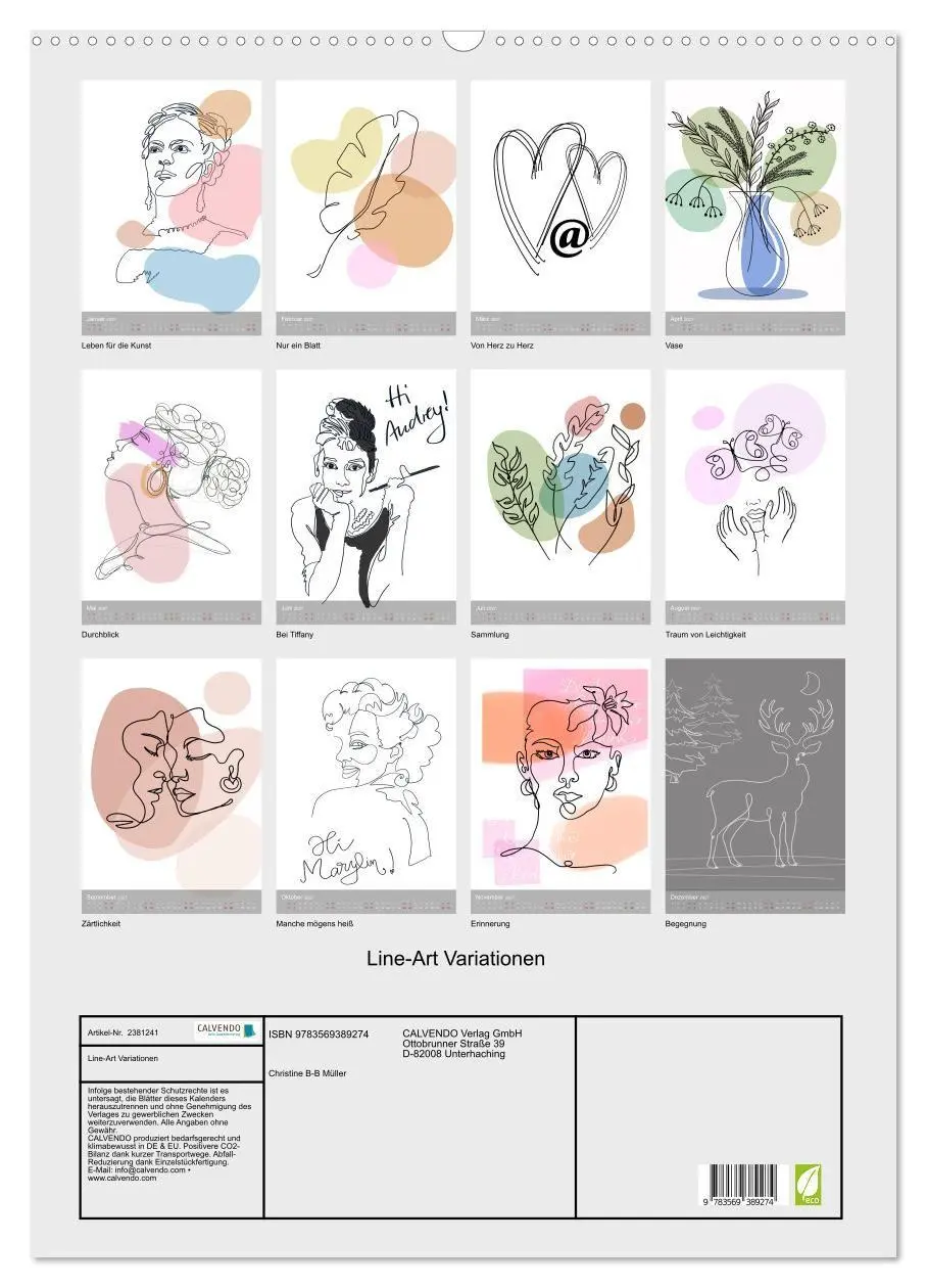 Bild: 9783569389274 | Line-Art Variationen (Wandkalender 2027 DIN A2 hoch), CALVENDO...