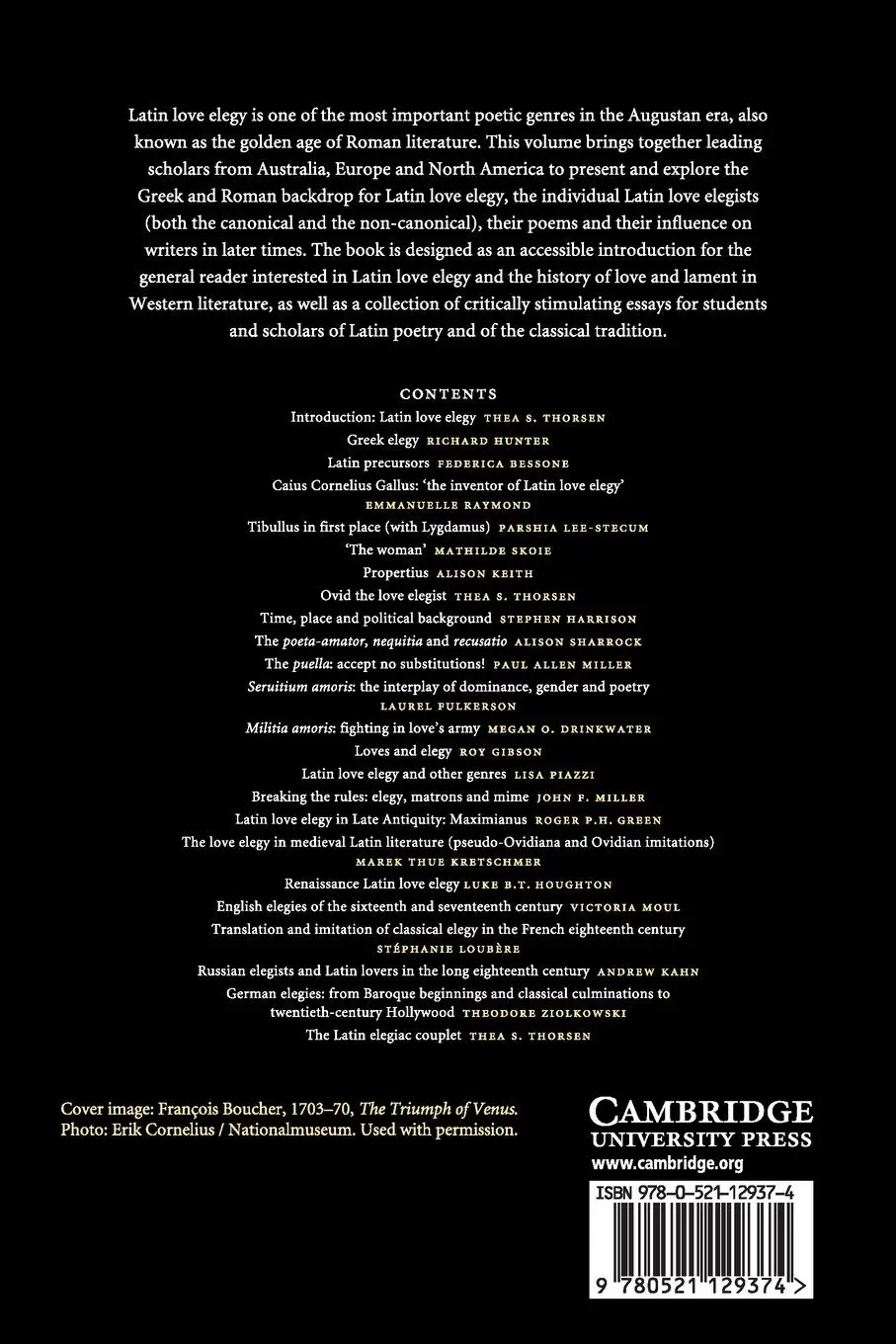Rückseite: 9780521129374 | The Cambridge Companion to Latin Love Elegy | Thea S. Thorsen | Buch