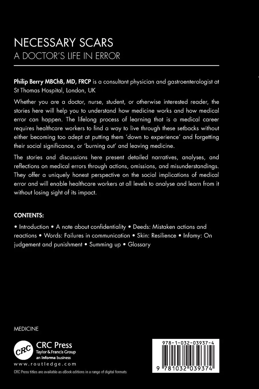 Rückseite: 9781032039374 | Necessary Scars | A Doctor's Life in Error | Philip Berry | Buch