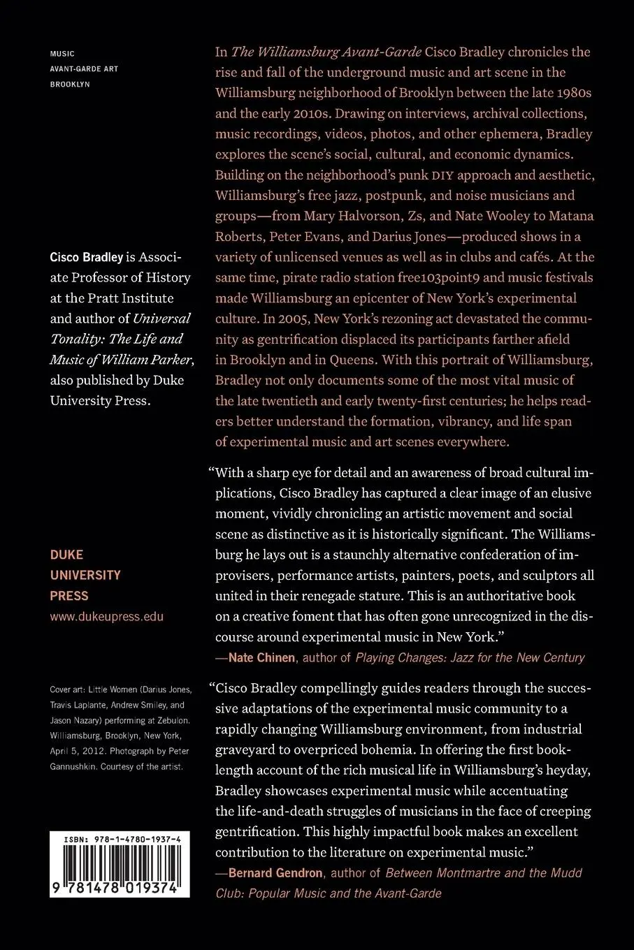 Rückseite: 9781478019374 | The Williamsburg Avant-Garde | Cisco Bradley | Taschenbuch | Englisch