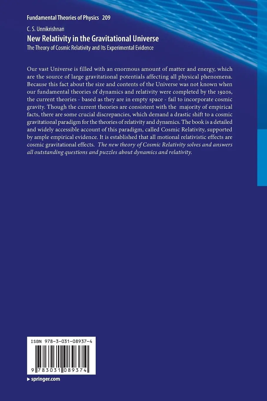 Rückseite: 9783031089374 | New Relativity in the Gravitational Universe | C. S. Unnikrishnan