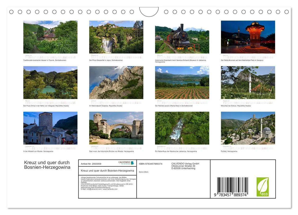Bild: 9783457889374 | Kreuz und quer durch Bosnien-Herzegowina (Wandkalender 2026 DIN A4...
