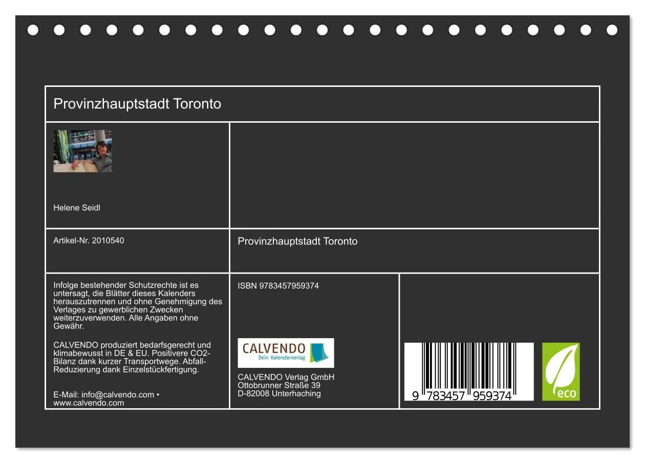 Bild: 9783457959374 | Provinzhauptstadt Toronto (Tischkalender 2026 DIN A5 quer),...