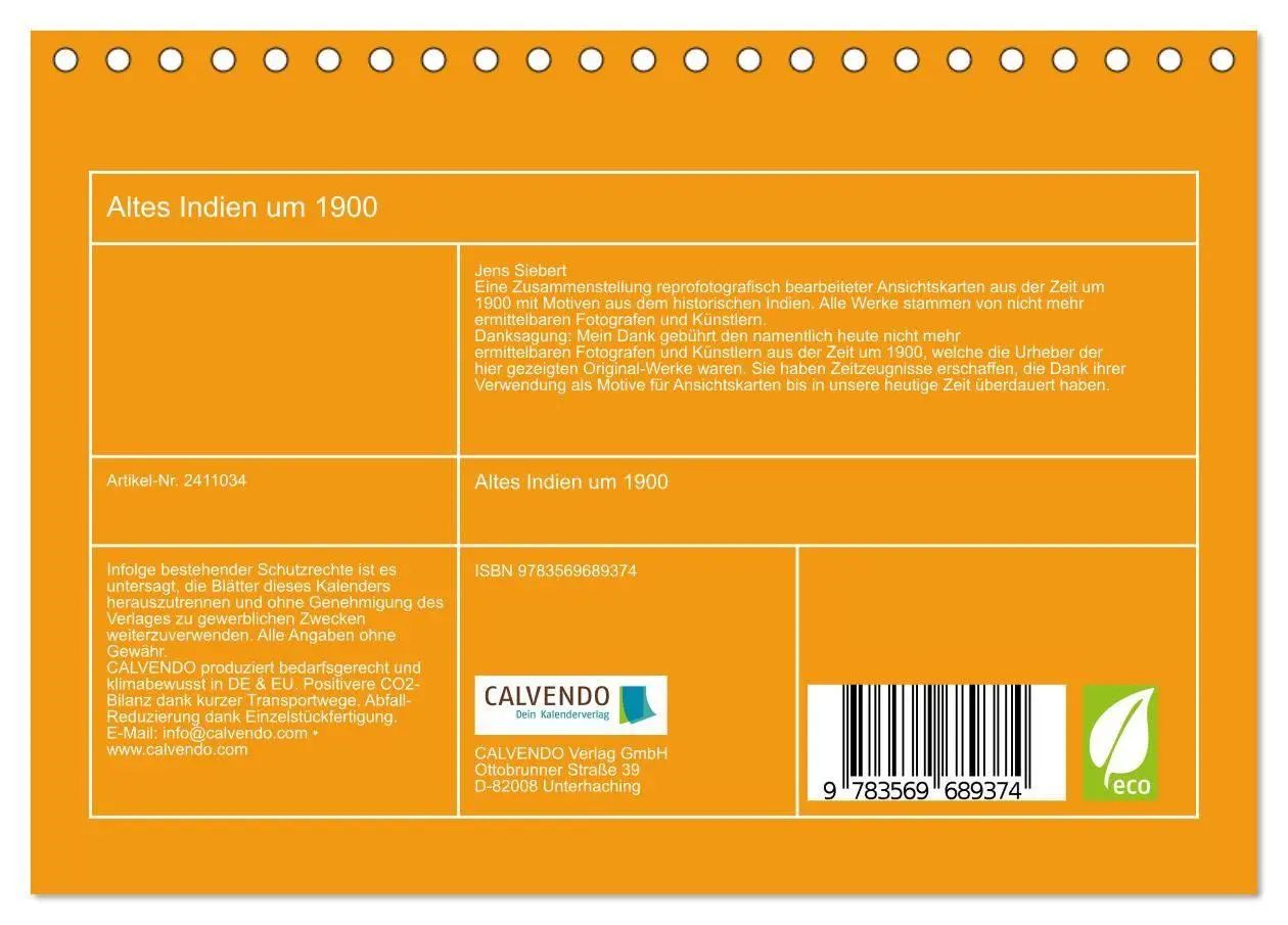 Bild: 9783569689374 | Altes Indien um 1900 (Tischkalender 2027 DIN A5 quer), CALVENDO...