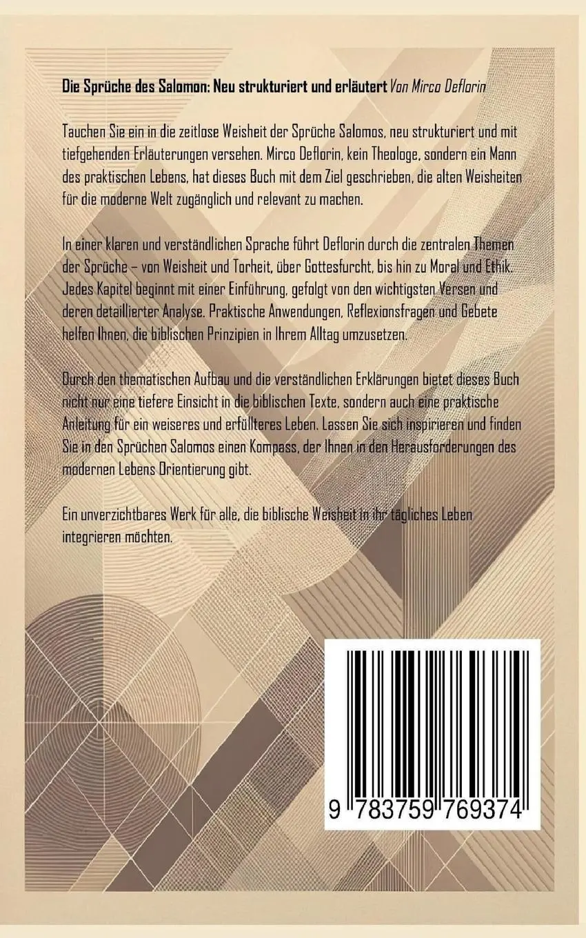 Rückseite: 9783759769374 | Die Sprüche des Salomon | Neu strukturiert und erläutert | Deflorin