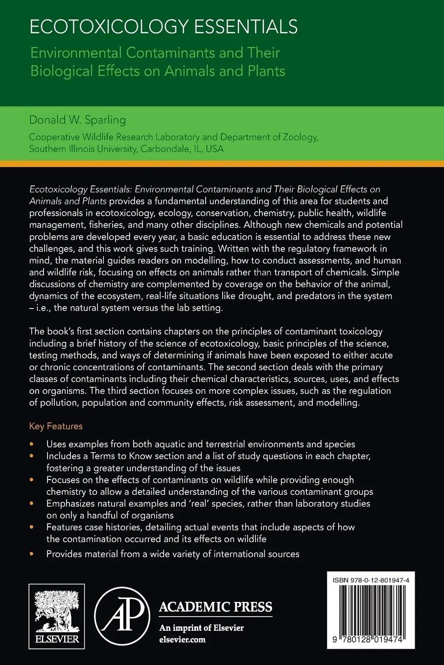 Rückseite: 9780128019474 | Ecotoxicology Essentials | Donald W. Sparling | Taschenbuch | Englisch