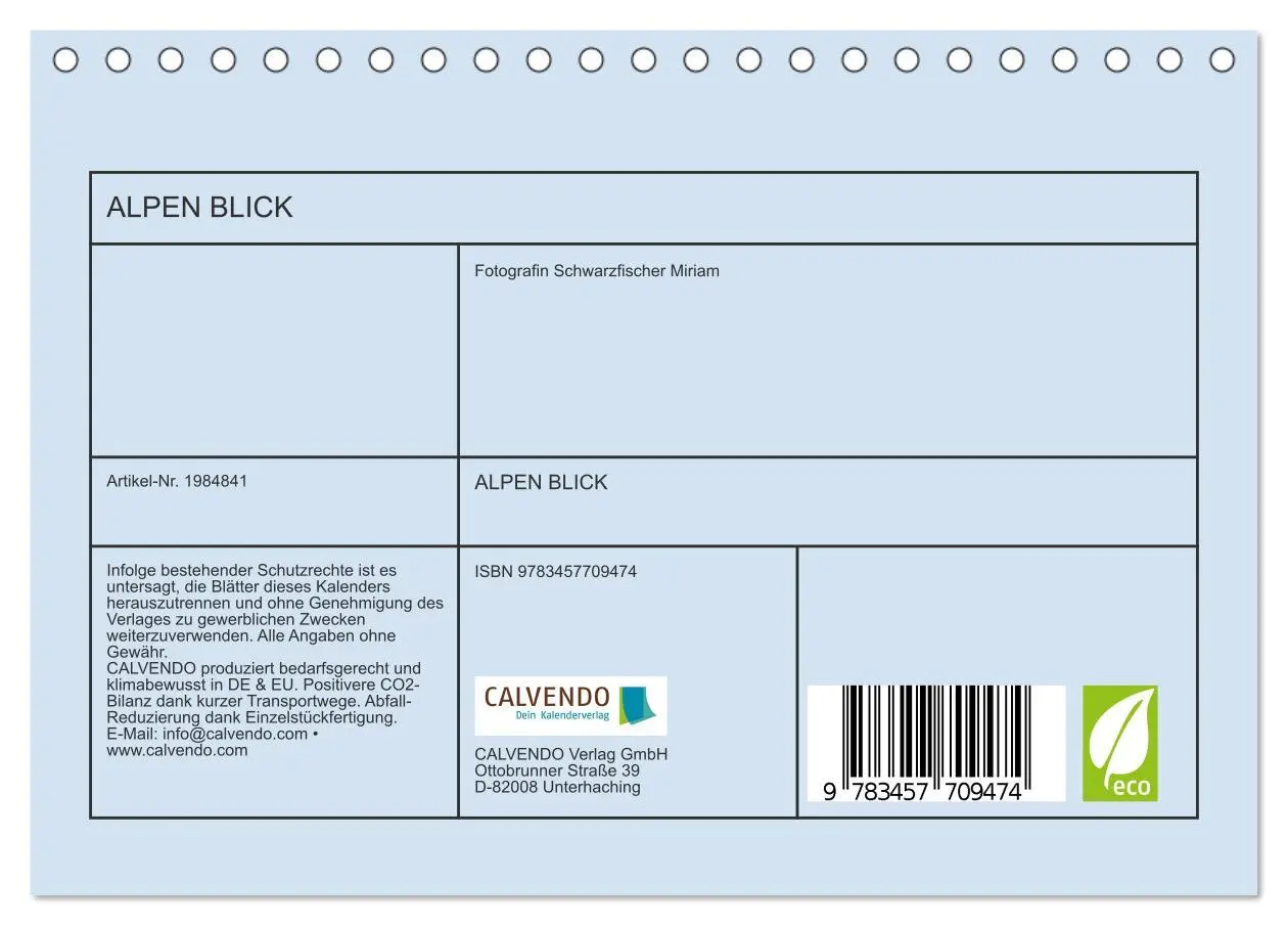 Bild: 9783457709474 | ALPEN BLICK (Tischkalender 2026 DIN A5 quer), CALVENDO Monatskalender