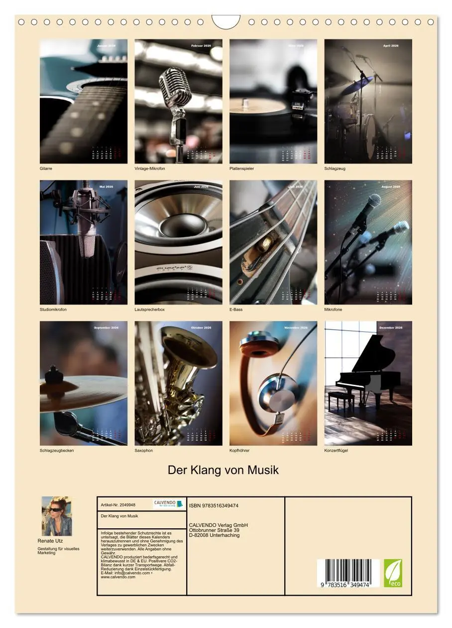 Bild: 9783516349474 | Der Klang von Musik (Wandkalender 2026 DIN A3 hoch), CALVENDO...