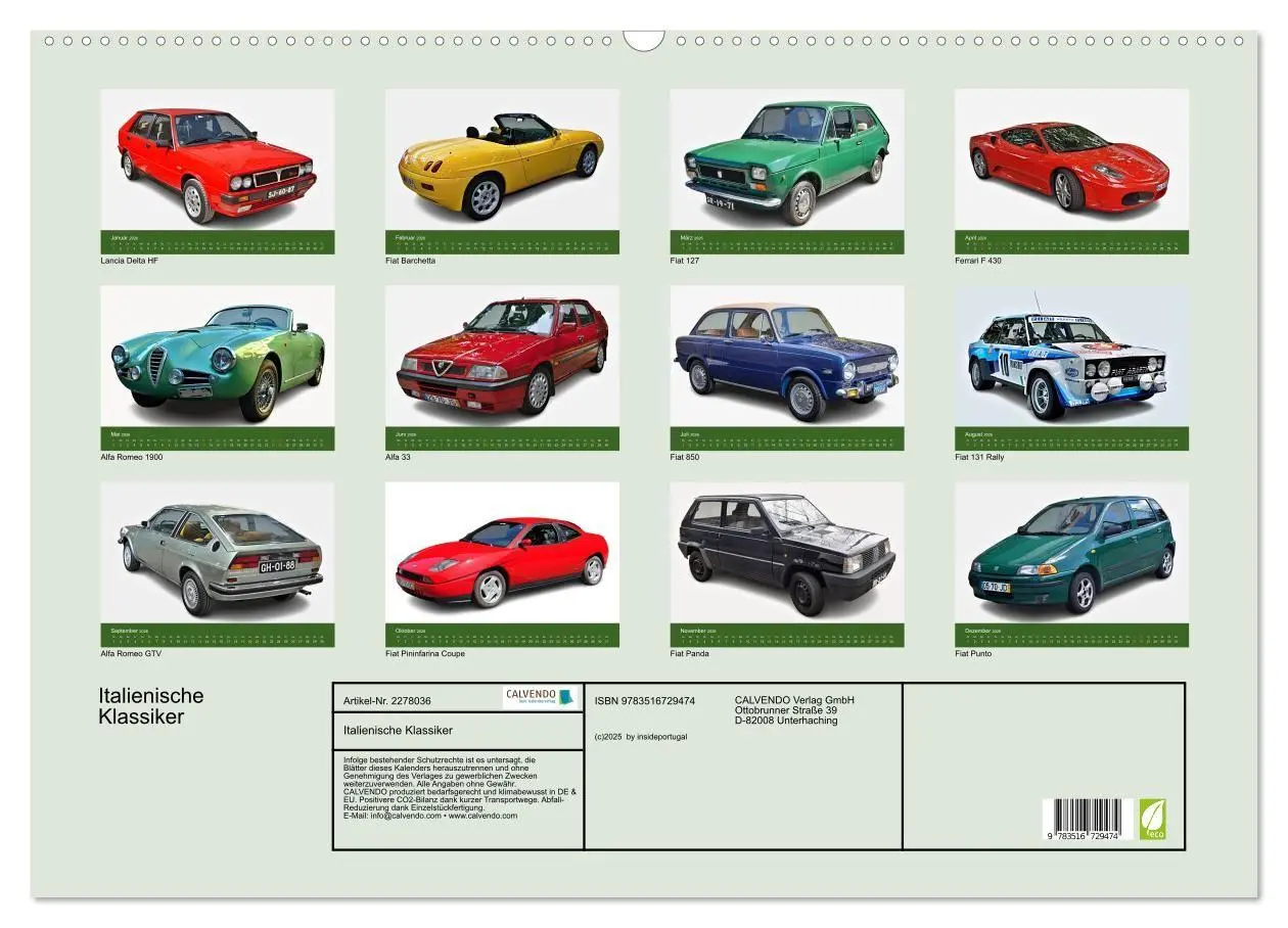 Bild: 9783516729474 | Italienische Klassiker (Wandkalender 2026 DIN A2 quer), CALVENDO...