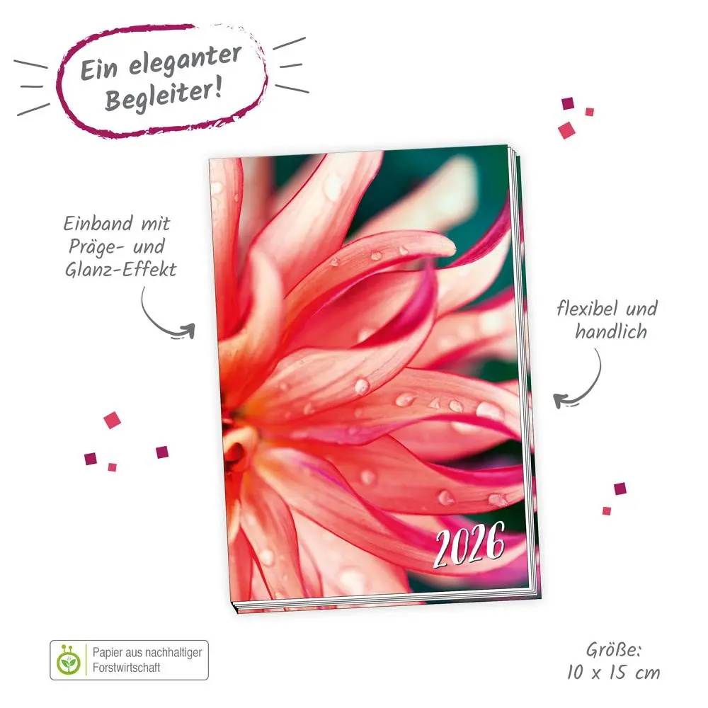 Bild: 4251901509574 | Trötsch Taschenkalender A6 Flowers 2026 | Wochenkalender | KG | 136 S.