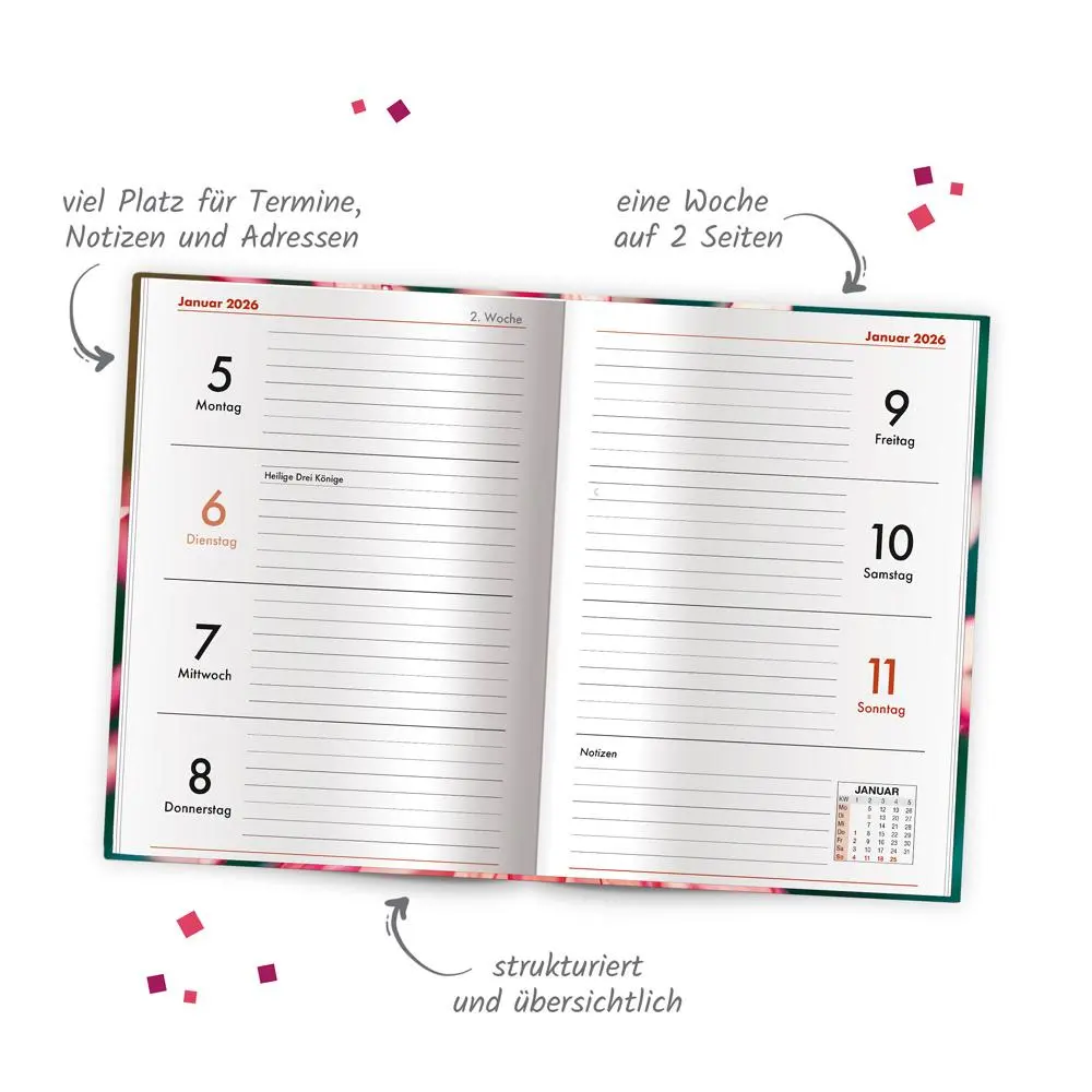 Bild: 4251901509574 | Trötsch Taschenkalender A6 Flowers 2026 | Wochenkalender | KG | 136 S.