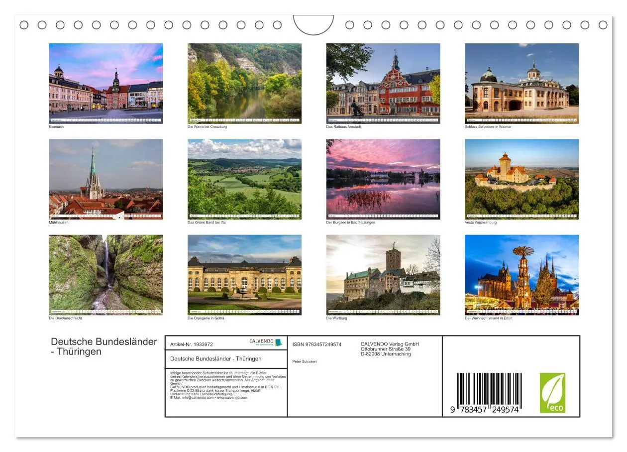 Bild: 9783457249574 | Deutsche Bundesländer - Thüringen (Wandkalender 2026 DIN A4 quer),...