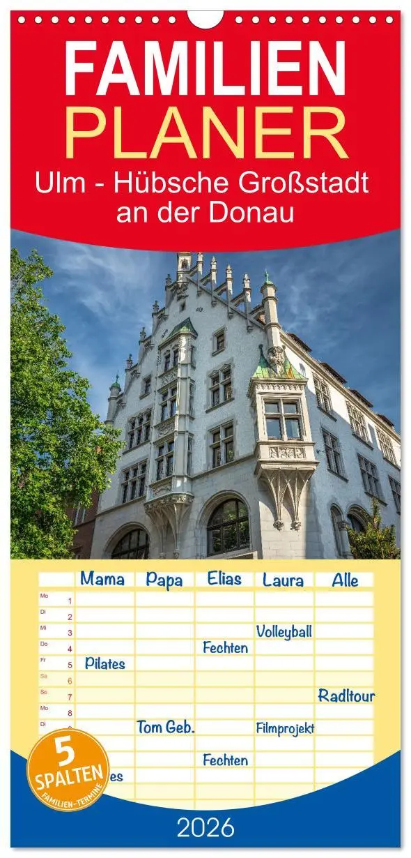 Cover: 9783516649574 | Familienplaner 2026 - Ulm - Hübsche Großstadt an der Donau mit 5...