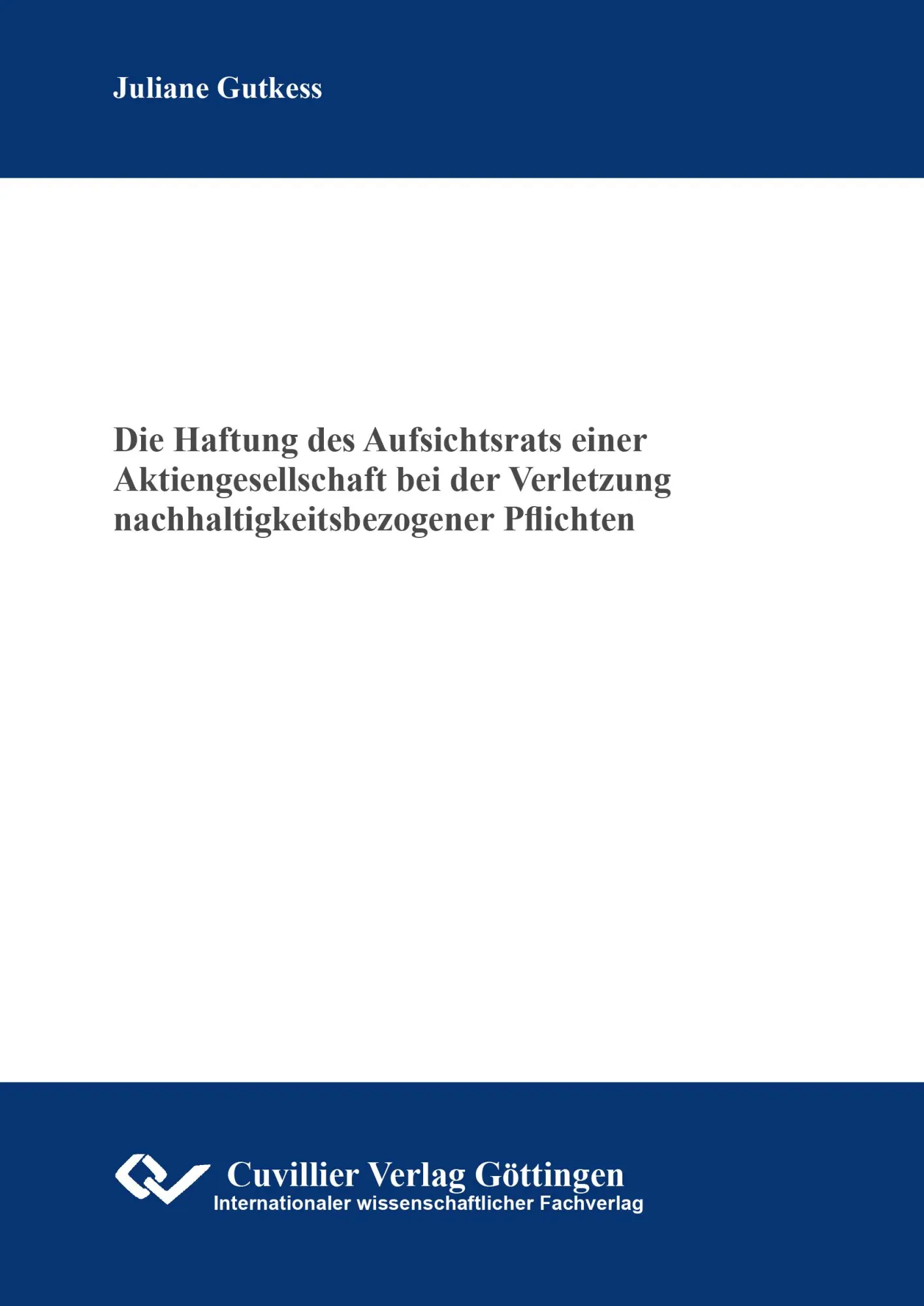 Cover: 9783689529574 | Die Haftung des Aufsichtsrats einer Aktiengesellschaft bei der...