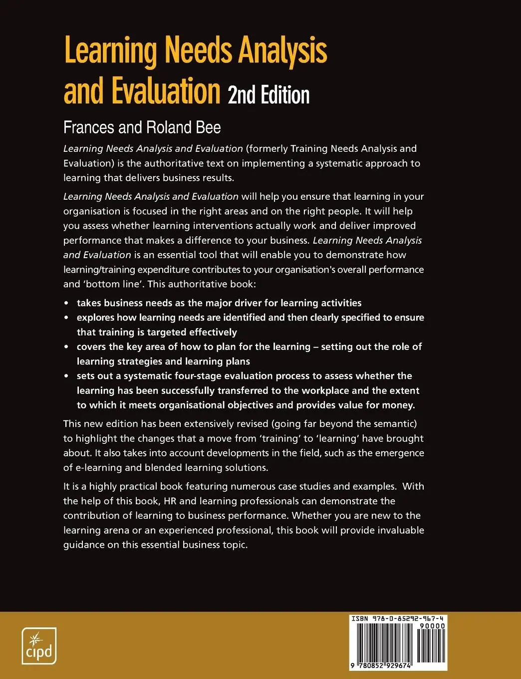 Rückseite: 9780852929674 | Learning Needs Analysis and Evaluation | Frances Bee (u. a.) | Buch