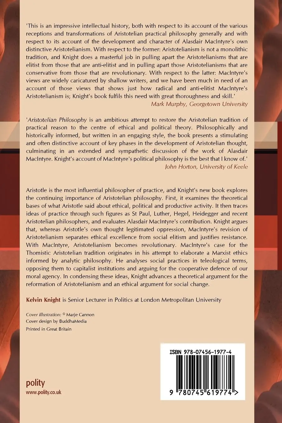 Rückseite: 9780745619774 | Aristotelian Philosophy | Kelvin Knight | Taschenbuch | Englisch