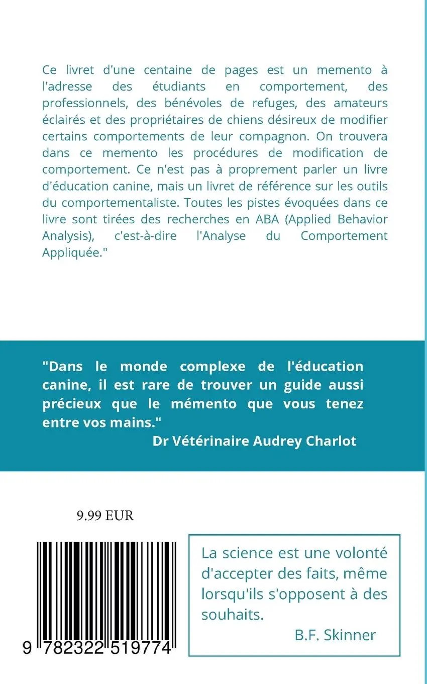 Rückseite: 9782322519774 | De l'éducateur au comportementaliste canin | Mémento | Olivier Lhote