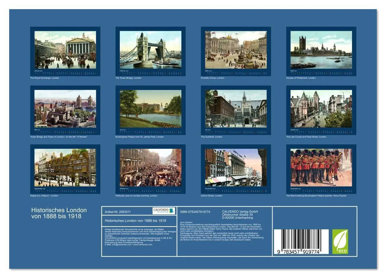 Bild: 9783457919774 | Historisches London von 1888 bis 1918 (Wandkalender 2026 DIN A4...