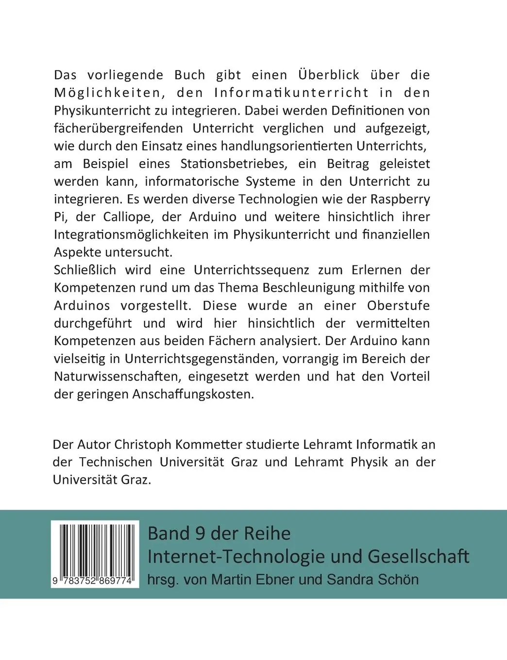 Rückseite: 9783752869774 | Informatik-unterstützter Physikunterricht am Beispiel des Arduino