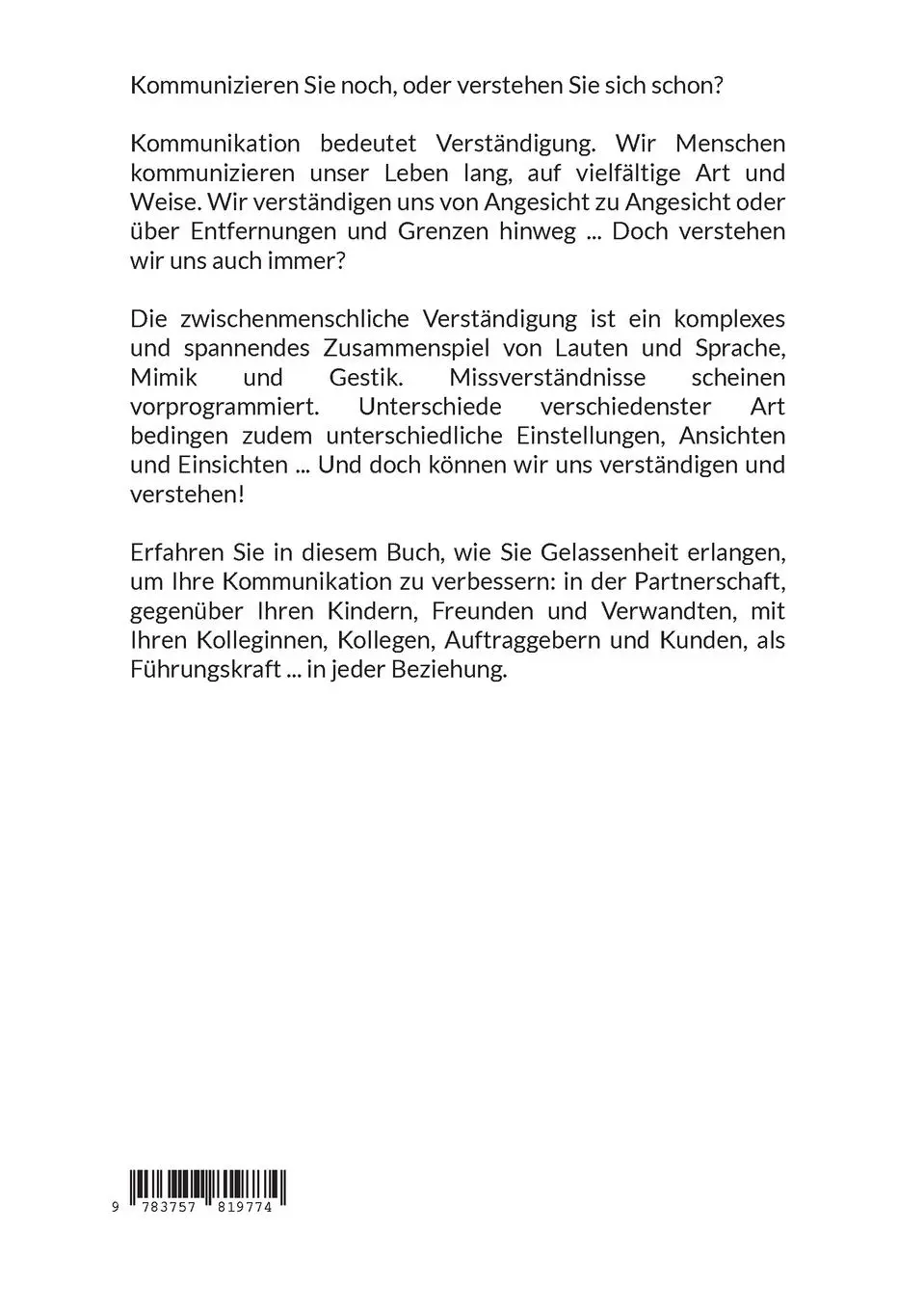 Rückseite: 9783757819774 | Kommunikation | ist, wenn man sich trotzdem versteht! | Pistorius