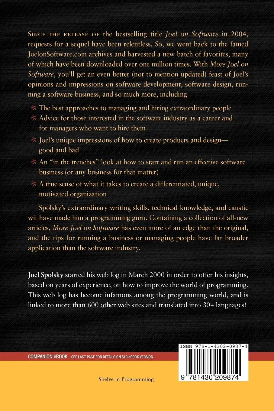 Rückseite: 9781430209874 | More Joel on Software | Avram Joel Spolsky | Taschenbuch | 320 S.