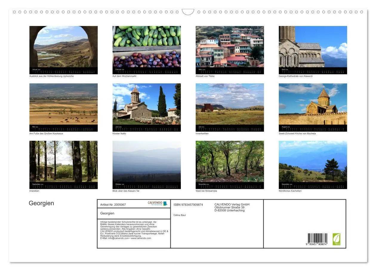 Bild: 9783457909874 | Georgien (Wandkalender 2026 DIN A2 quer), CALVENDO Monatskalender