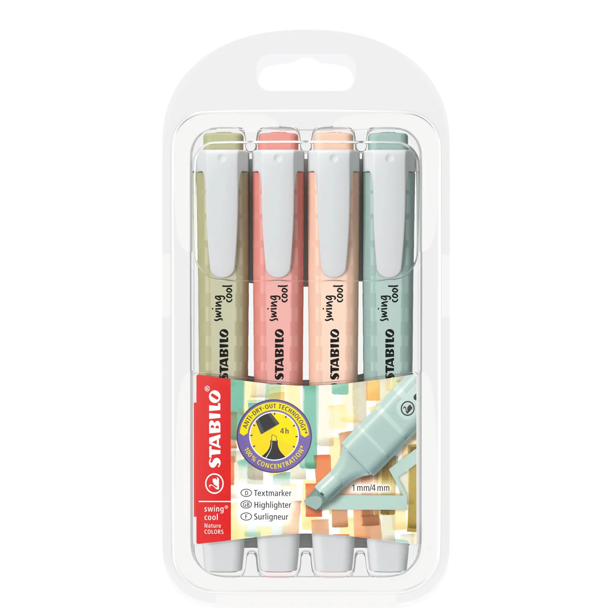 Cover: 4006381619974 | STABILO Textmarker swing cool NatureCOLORS, 4er Set, schlammgrün,...