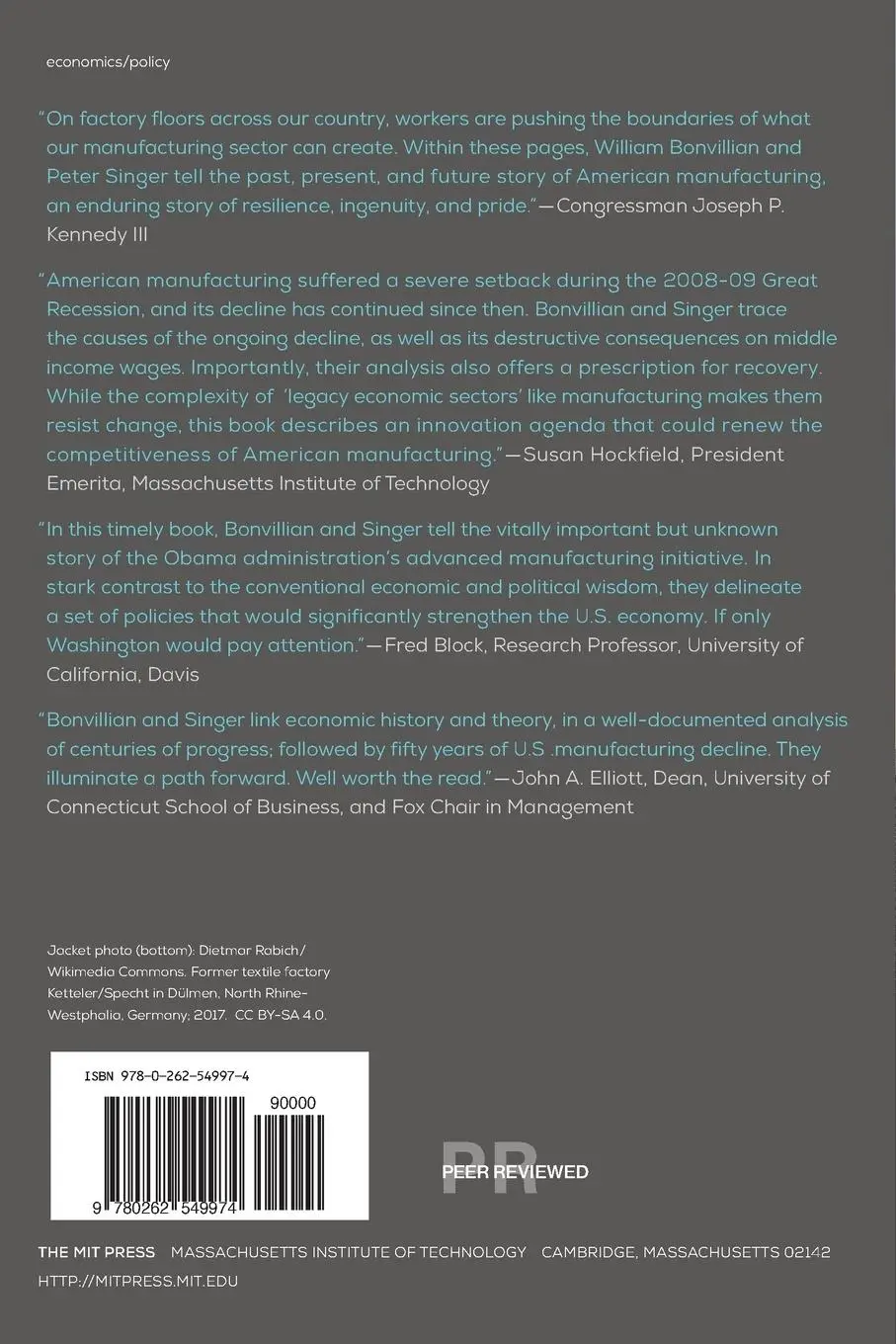 Rückseite: 9780262549974 | Advanced Manufacturing | The New American Innovation Policies | Buch