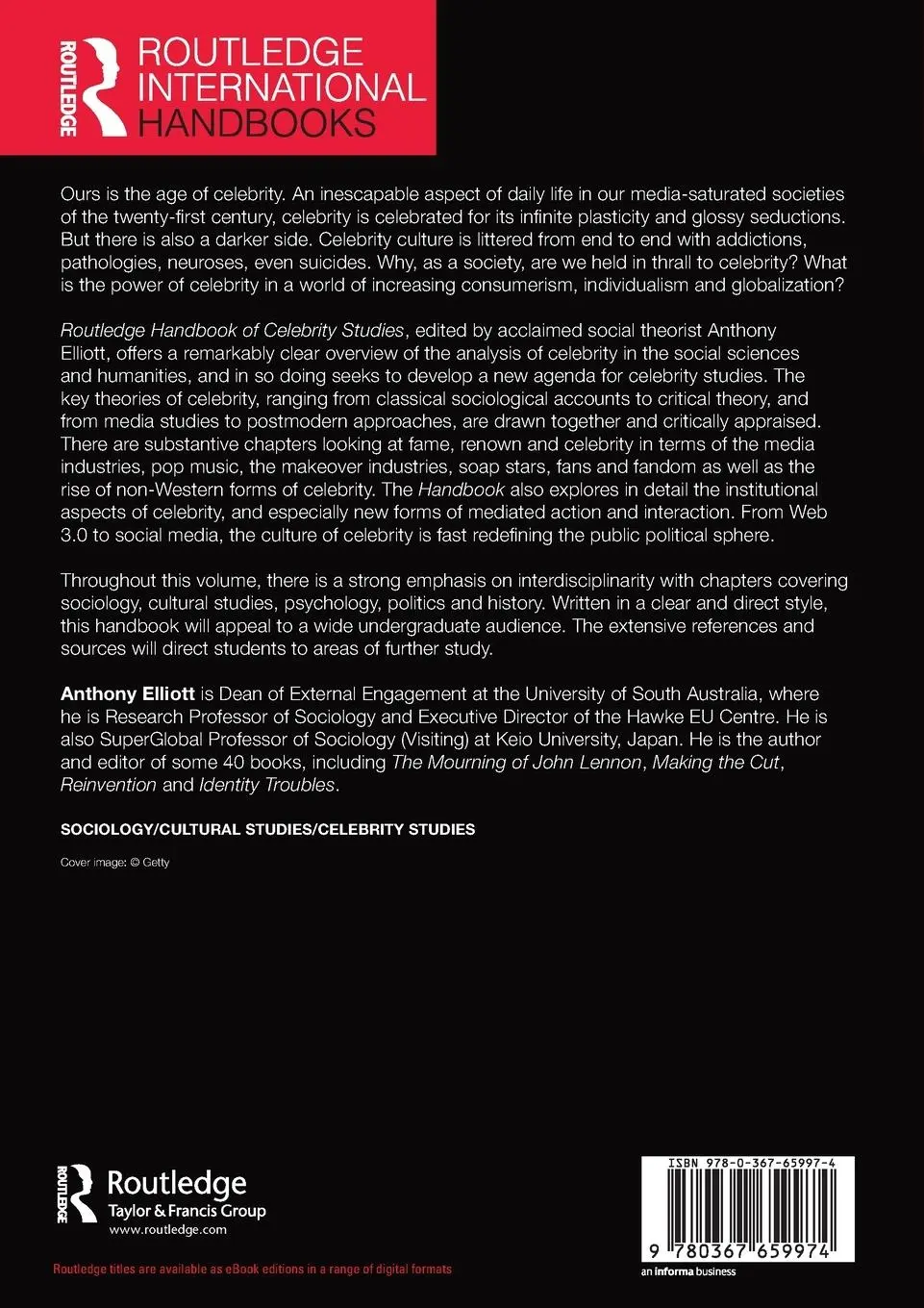 Rückseite: 9780367659974 | Routledge Handbook of Celebrity Studies | Anthony Elliott | Buch