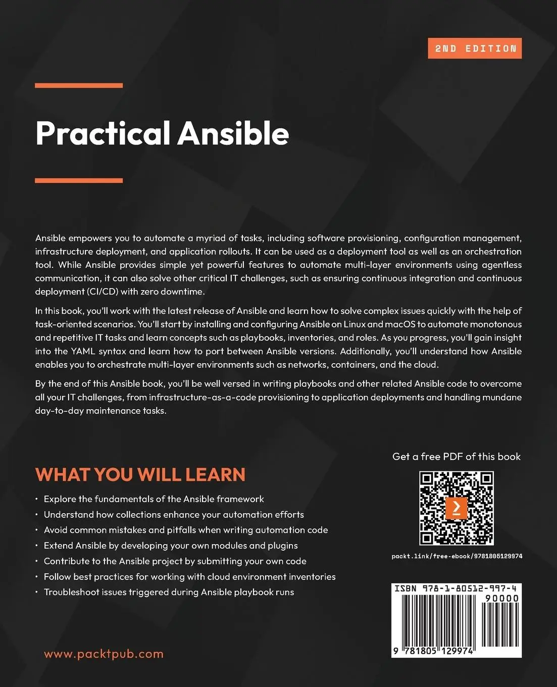 Rückseite: 9781805129974 | Practical Ansible - Second Edition | James Freeman (u. a.) | Buch