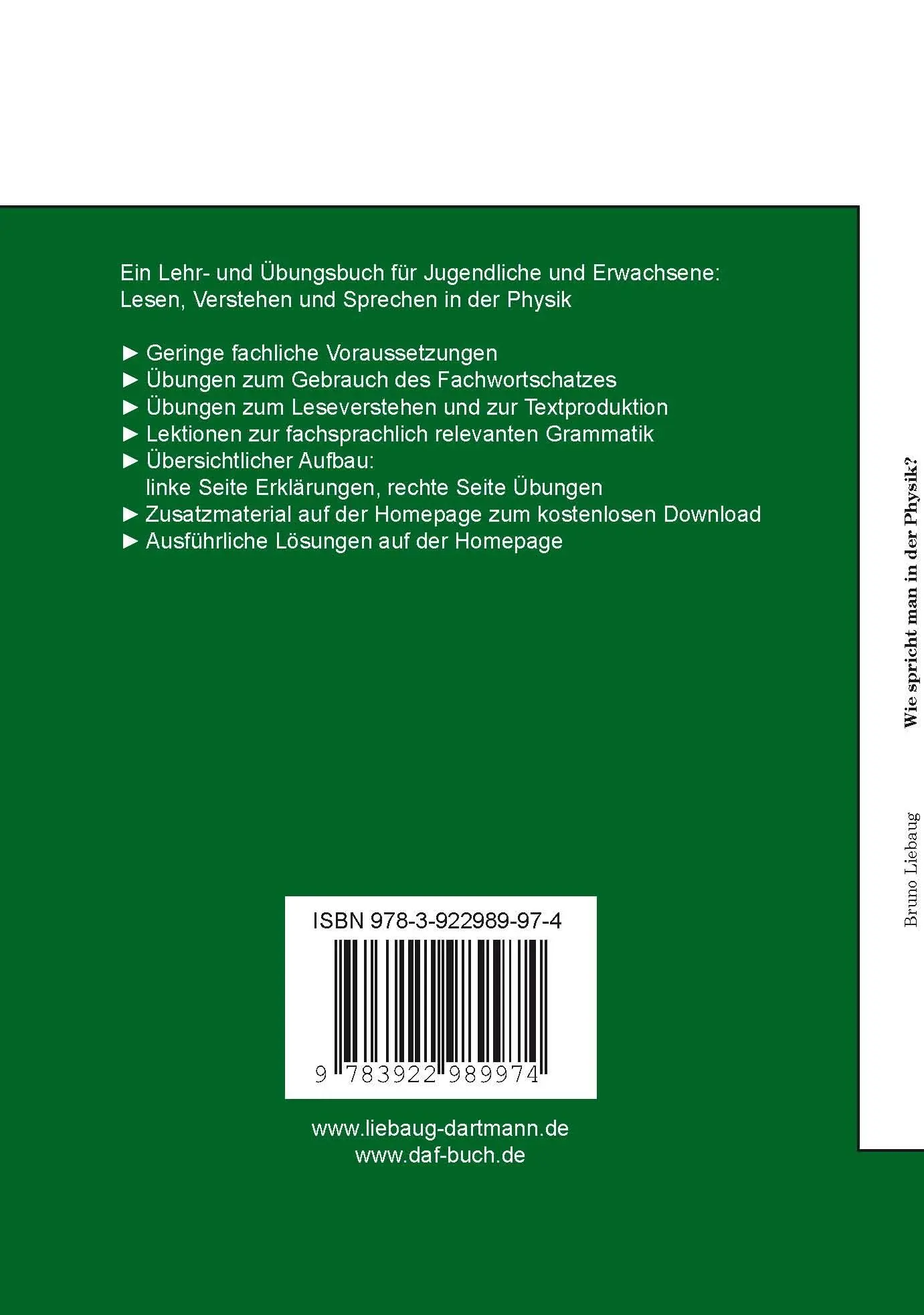Rückseite: 9783922989974 | Wie spricht man in der Physik? | Bruno Liebaug | Taschenbuch | 80 S.