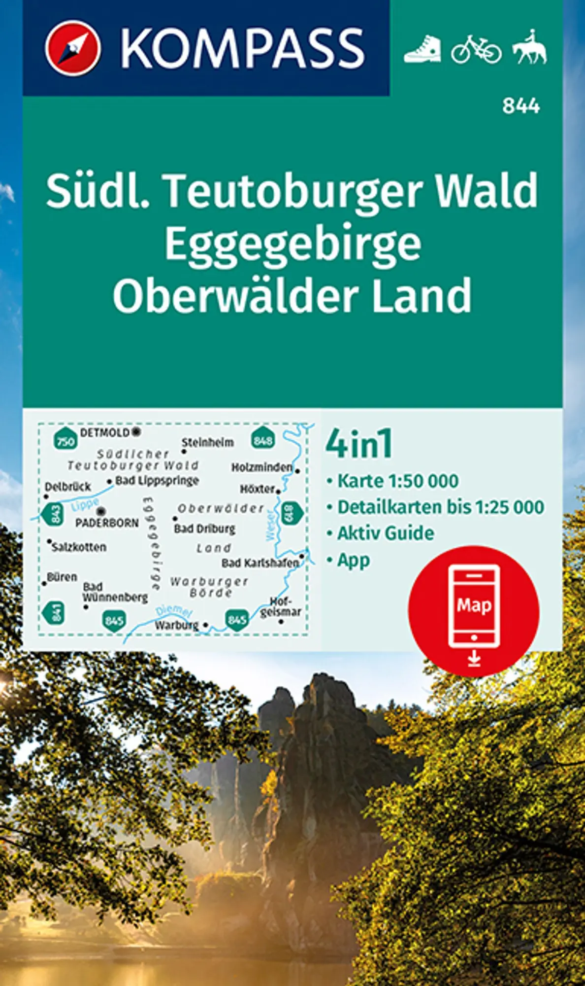 Cover: 9783990449974 | KOMPASS Wanderkarte 844 Südlicher Teutoburger Wald - Eggegebirge -...
