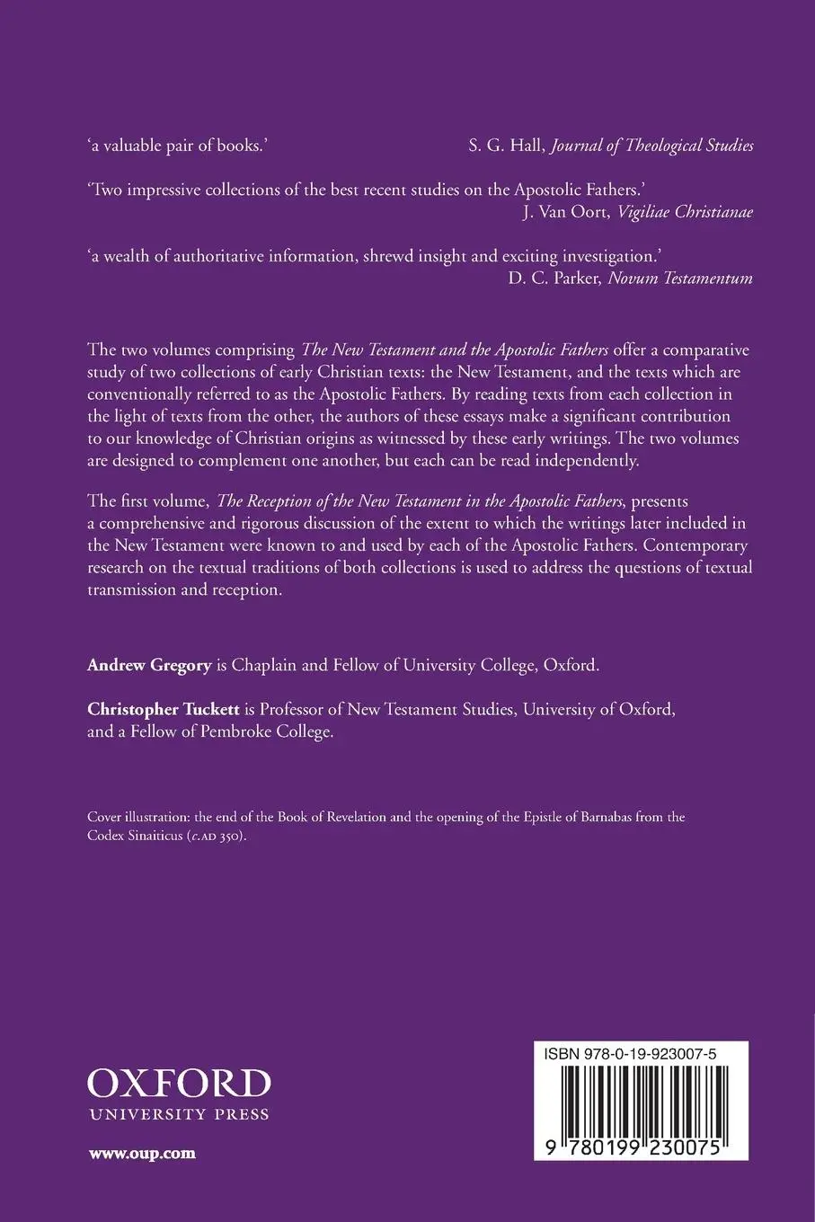 Rückseite: 9780199230075 | The Reception of the New Testament in the Apostolic Fathers | Buch