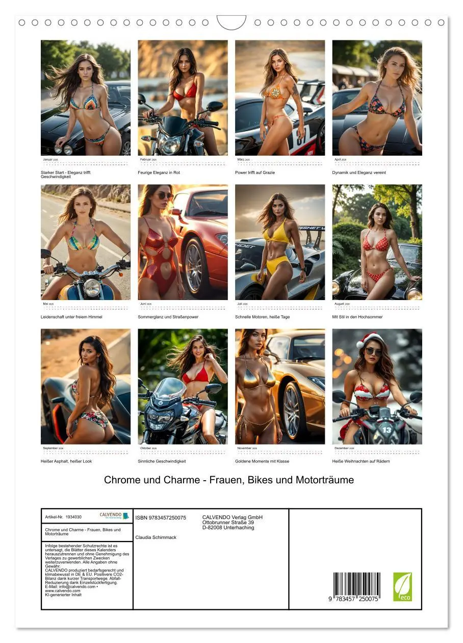 Bild: 9783457250075 | Chrome und Charme - Frauen, Bikes und Motorträume (Wandkalender...