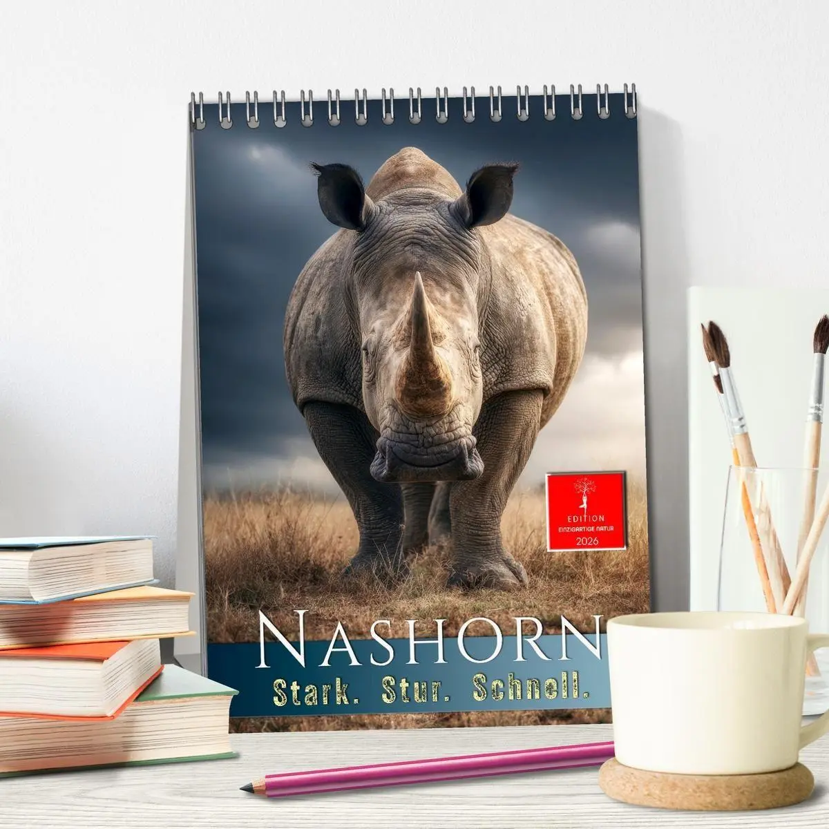 Bild: 9783516720075 | Nashorn - Stark. Stur. Schnell. (Tischkalender 2026 DIN A5 hoch),...