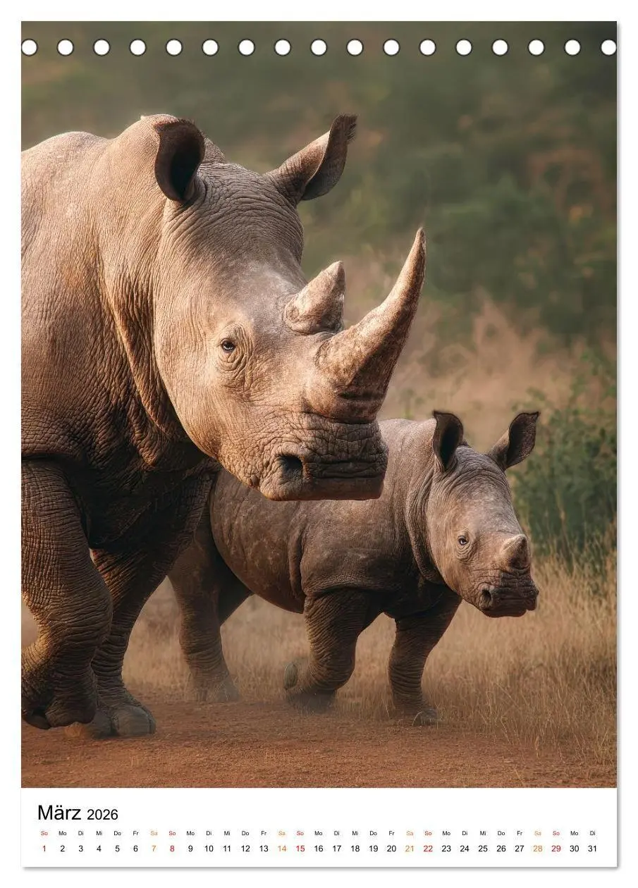 Bild: 9783516720075 | Nashorn - Stark. Stur. Schnell. (Tischkalender 2026 DIN A5 hoch),...