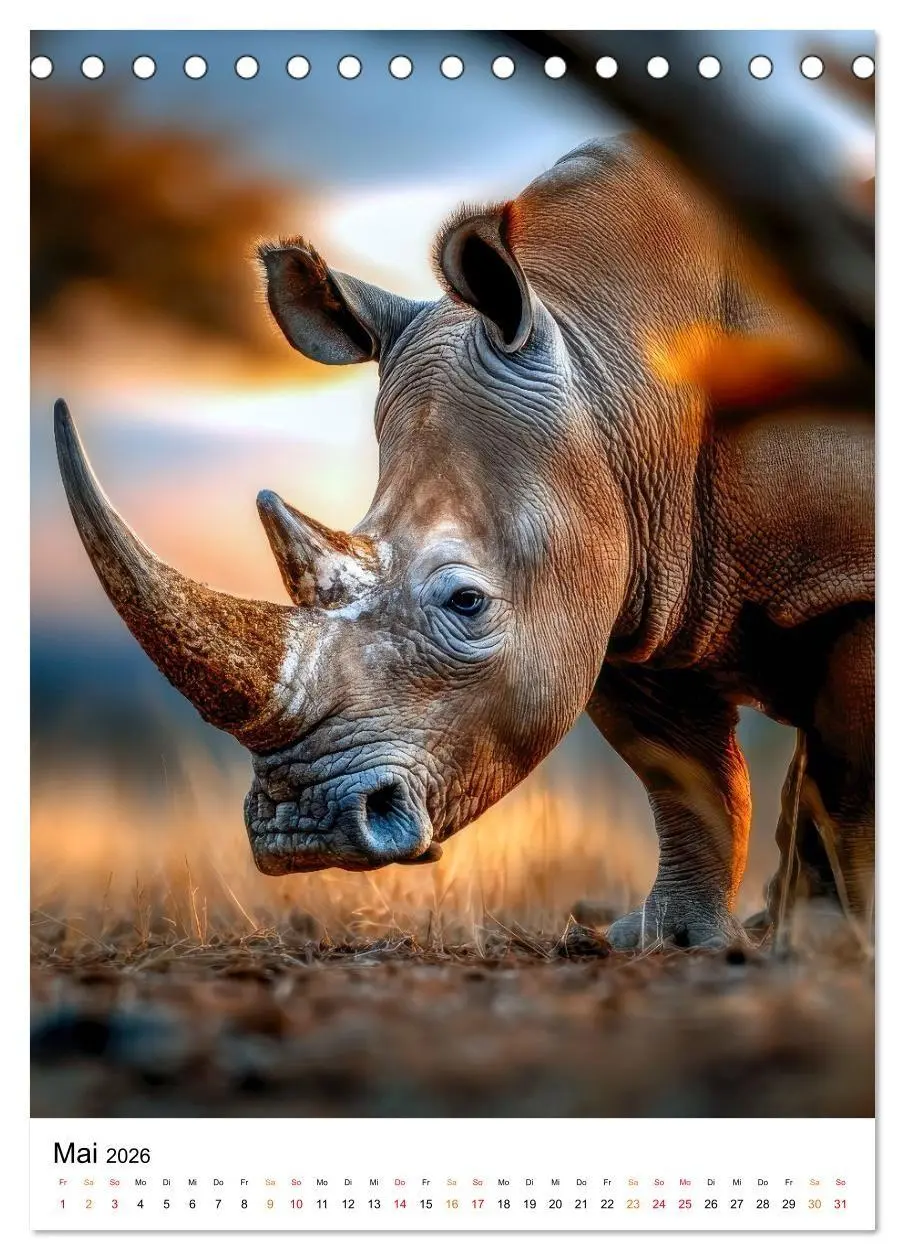 Bild: 9783516720075 | Nashorn - Stark. Stur. Schnell. (Tischkalender 2026 DIN A5 hoch),...