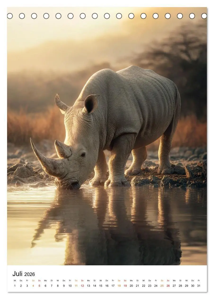 Bild: 9783516720075 | Nashorn - Stark. Stur. Schnell. (Tischkalender 2026 DIN A5 hoch),...
