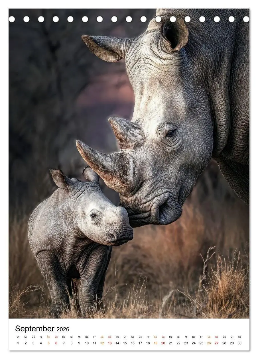 Bild: 9783516720075 | Nashorn - Stark. Stur. Schnell. (Tischkalender 2026 DIN A5 hoch),...