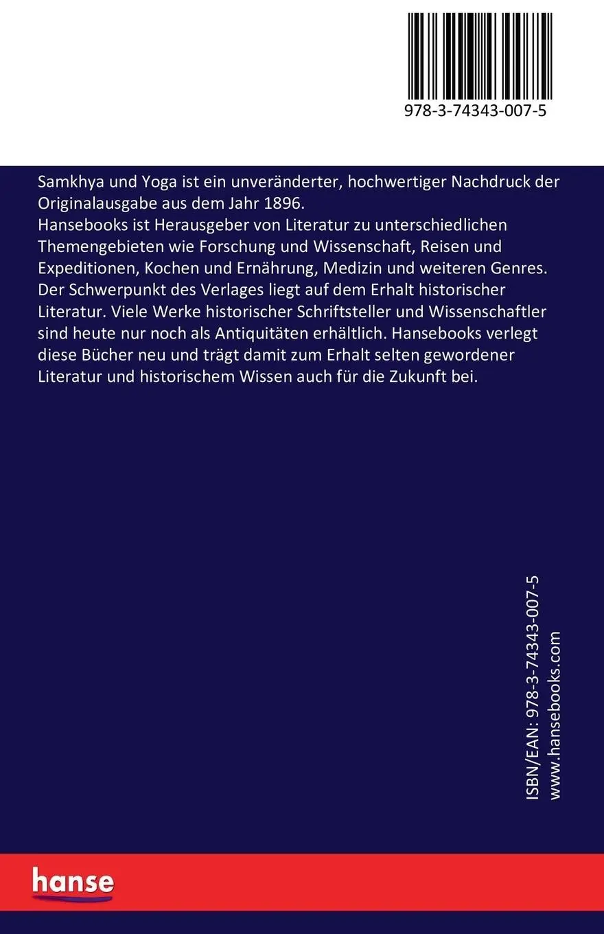 Rückseite: 9783743430075 | Samkhya und Yoga | Richard Garbe | Taschenbuch | Paperback | 64 S.