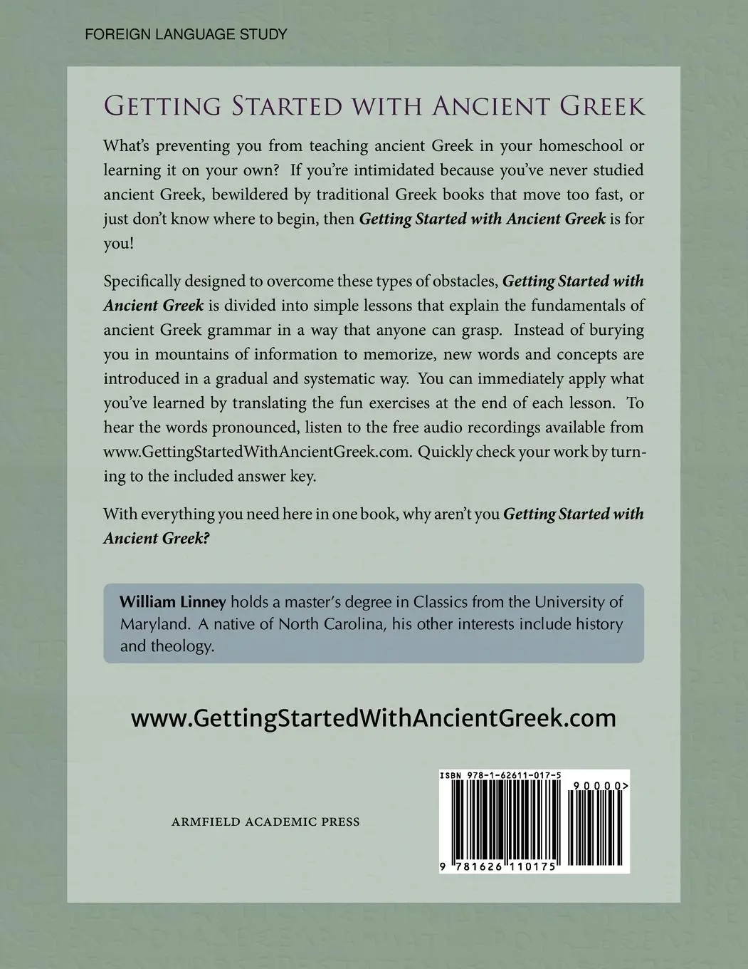 Rückseite: 9781626110175 | Getting Started with Ancient Greek | William E Linney | Taschenbuch