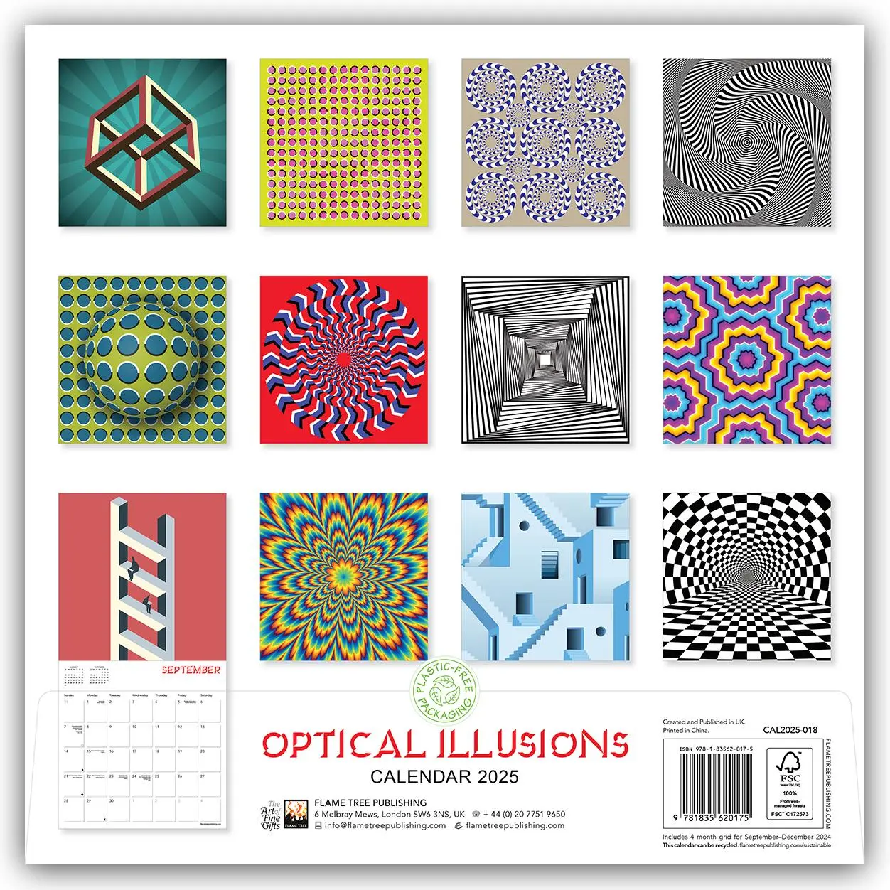 Rückseite: 9781835620175 | Optical Illusions Wall Calendar 2025 (Art Calendar) | Publishing